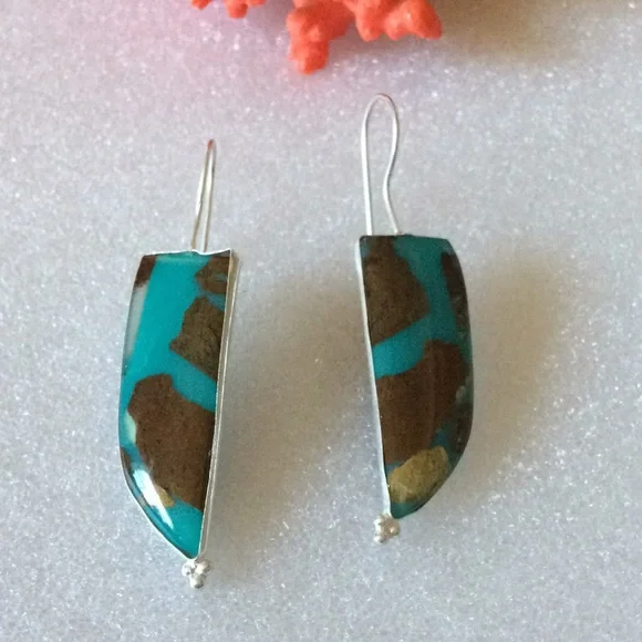 Vintage sterling jasper earrings - Picture 2 of 3